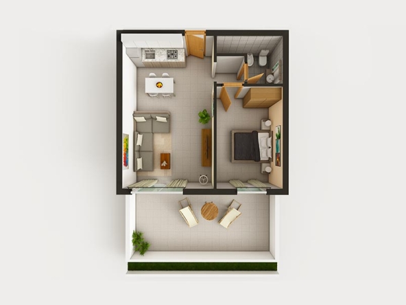 Planimetria - Bilocale con vista panoramica - Avenida Suites
