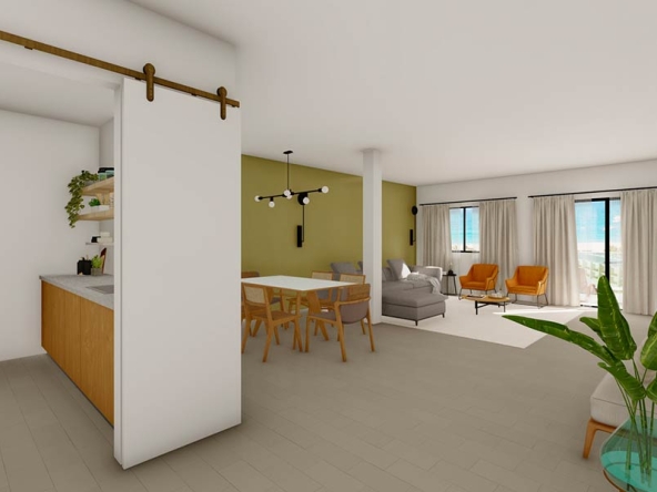 Soggiorno e Cucina - Trilocale PLUS con vista panoramica - secondo piano - Avenida Suites