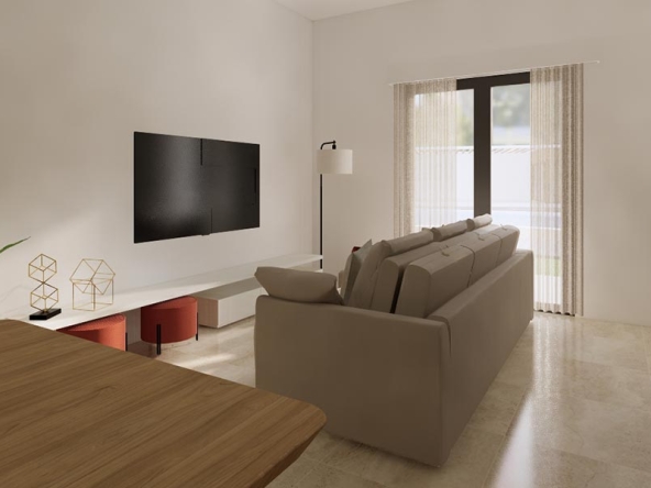Soggiorno con tv e divano letto